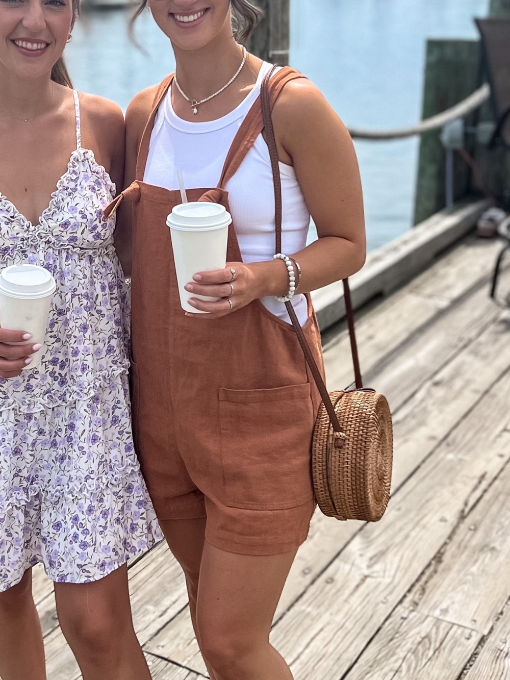 Vici Rust Brown Short Overalls Romper